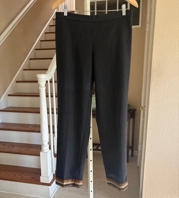 NUEVO Pantalones Romeo Gigli Italia Gris Carbón Cachemira y Lana Ribete Cinta IT 44 US 8 Foto 1 de 4