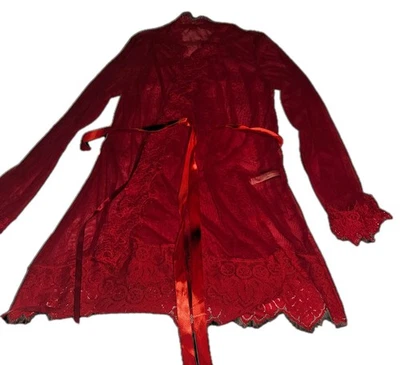 Nuevo con etiquetas Leg Avenue Rojo Transparente Encaje Mangas Campana Mujer Lencería Bata Talla Grande XS  Foto 1 de 4