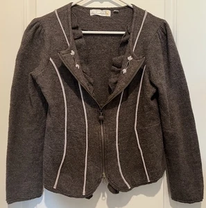 Charlie And Robin 100% Wool Cute Sweater Good Condition Zipper Women Size Large - Picture 1 of 7