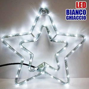 Doppia Stella Natalizia Luminosa 50 Led Colore Bianco Freddo Uso Interno/esterno - Foto 1 di 1