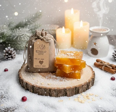 Oatmilk Honey Handmade Soap Bars 100% Natural Aromatherapy  Set of 4 Moisturizin - Image 1 of 4