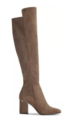 Botas sociais femininas DKNY Cilli biqueira quadrada joelho alto cogumelo médio 8 com zíper novas - Imagem 1 de 4