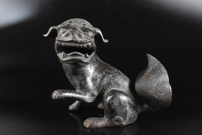 T9181: XF Antiguo León de Cobre Japonés ESTATUA Escultura Adorno Estatuillas Okimono Foto 1 de 4