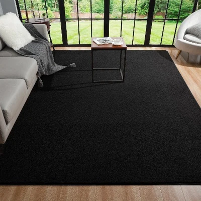 Black Rugs Room Carpet Nonslip Bedside Rugs Large Soft Floor Rug Mat Home  - Image 1 of 4