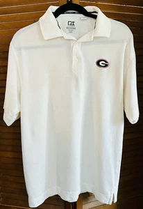 Cutter & Buck Mens UGA Georgia Bulldogs NCAA White Polo Drytec Moisture Wick M - Picture 1 of 5