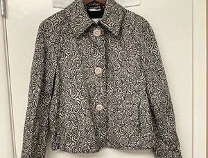 Max Mara Damen A-Linien-Form Blazer Mantel - Swirl schwarz/hellbraun - Größe 10 - Italien - Bild 1 von 13