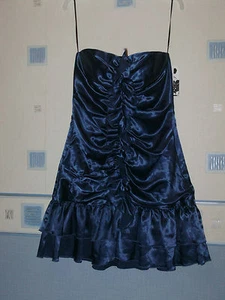 NEW LADIES BLUE SHORT STRAPLESS PARTY/PROM DRESS SIZE 10 *ELISE RYAN* - Picture 1 of 6