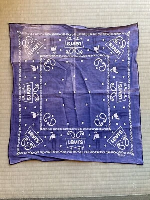 Bandana Levi’s vintage años 70 - azul desteñido por el sol/púrpura - contrabando de Tailandia - 100 % Foto 1 de 4