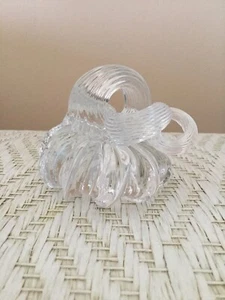 Clear, Colorless Art Glass Pumpkin Figurine With Curly Stem EUC - Picture 1 of 12