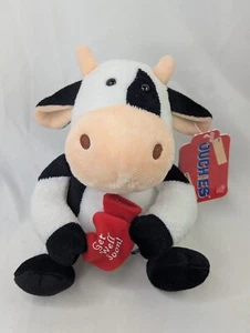 Russ Ouchies Patch Cow Plush 7 Inch Black White Stuffed Animal Toy - Picture 1 of 9
