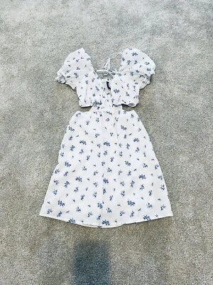 NUEVO BLANCO SEXY TOP VESTIDO MUJER 0 2 XS S NIÑAS PEQUEÑAS 14 16 XL VERANO FLORAL AZUL Foto 1 de 3