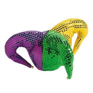 Mardi Gras Sequin Jester Hat - Picture 1 of 2