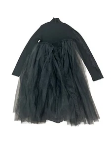 JNBY Girl's Black Wool High Neck Knit Tulle Bottom Maxi Party Gown Dress 160 14 - Picture 1 of 15