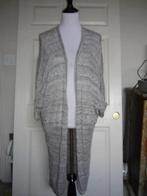 Cárdigan largo tejido Boho So It Is frente abierto suéter, gris tono topo, talla M Foto 1 de 4