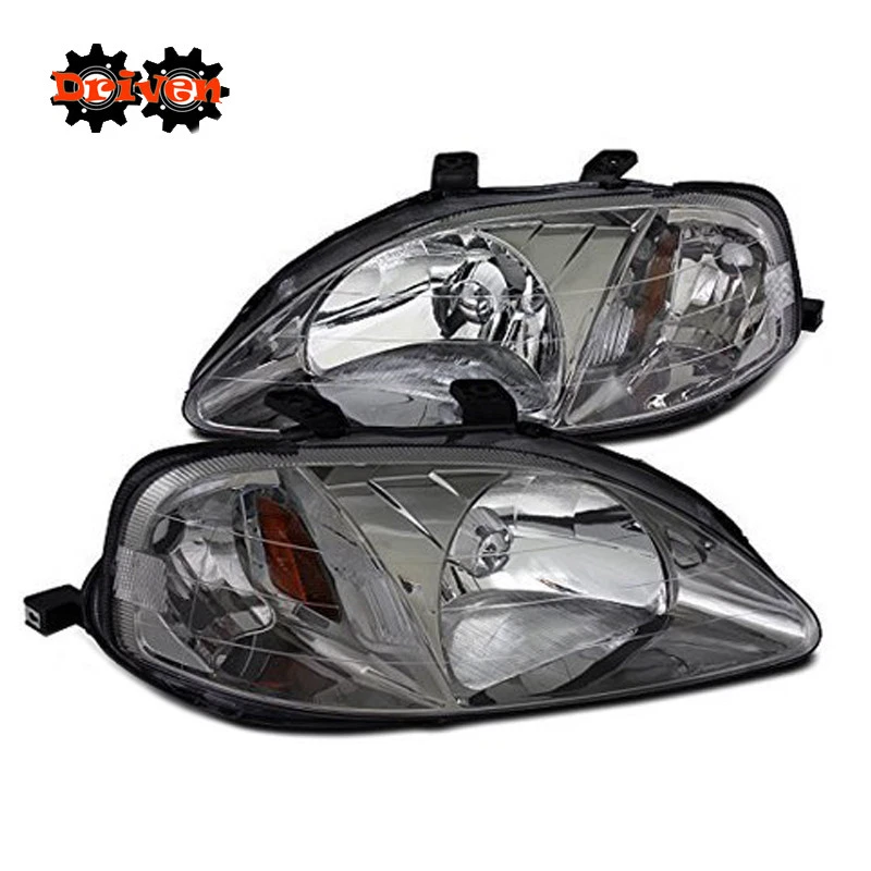 Faros de carcasa gris metal para pistola Honda Civic JDM 99-00 con reflector ámbar Foto 1 de 1