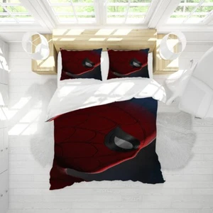 3D Spiderman Head Eye Red Black Quilt Cover Set Duvet Cover Bedding Pillowcases - Picture 1 of 8