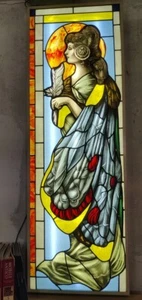 VETRATA ARTISTICA REALIZZAZIONE A PIOMBO ANNI 50 ITALIA - Picture 1 of 5