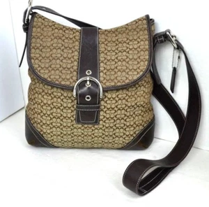 COACH BRAUN ECHTLEDER SIGNATUR SCHULTER MESSANGER HANDTASCHE TOP - Bild 1 von 12