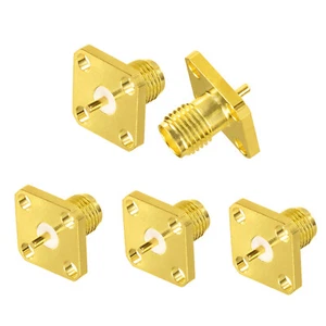 50x SMA Female 4 Holes Panel Chassis Mount Flange Solder Post Connector SMA - Zdjęcie 1 z 8