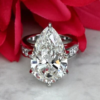 6.10 TCW Pear Cut Moissanite Women's Engagement Ring In 14K White Gold Plated - Image 1 of 4