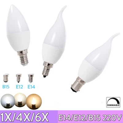 Dimmable Led Candle Bulb 220v Lights 5w Light Lamps E12 Cool Warm Neutral White - Image 1 of 4