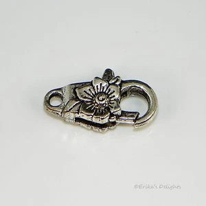 Antiker großer Karabinerverschluss versilbert Blume 20 x 11 mm 1 Stück - Bild 1 von 1