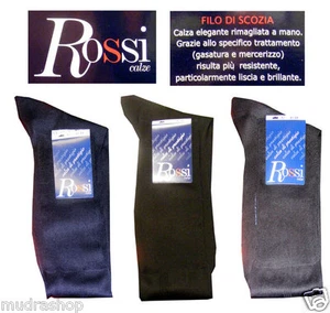 CALZE UOMO ROSSI LUNGA FILO DI SCOZIA 6 PAIA NERO BLU ANTRACITE DA 39 A 46 - 490 - Picture 1 of 1