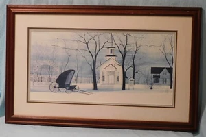 Impresión P Buckley Moss "Long Grove Church""", 1983, enmarcada y mate, #266/1000 - Imagen 1 de 11