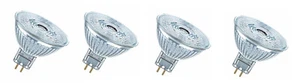 4x OSRAM LED MR16 Spot silber Gu5.3 12V 2,9W = 20W warmweiß EEK: F (SpektrumA-G) - Bild 1 von 3