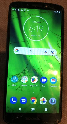 [BROKEN] Motorola MOTO G6 Play XT1922 (Verizon) Blue SmartPhone Cracked Glass - Image 1 of 2