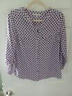 NOTATIONS+Top+Womens+SIZE+SMALL+DOTTED+Print+3%2F4+Sleeve+Button+Blouse