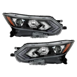Pair For Nissan Rogue Sport 2020-2022 Driver+Passenger Black Halogen Headlight - Picture 1 of 12