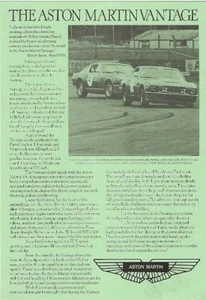 Aston Martin V8 Vantage 1977-78 UK Market Single Sheet Sales Brochure - Picture 1 of 1