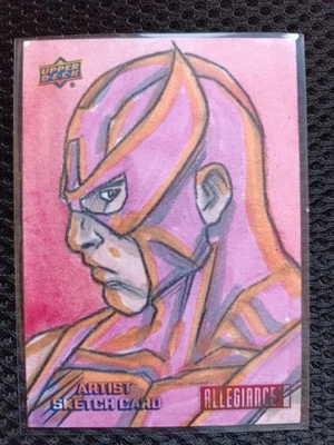 2023 UD Allegiance: Marvel Secret Wars - Artist Sketch - Hawkeye - Image 1 of 2