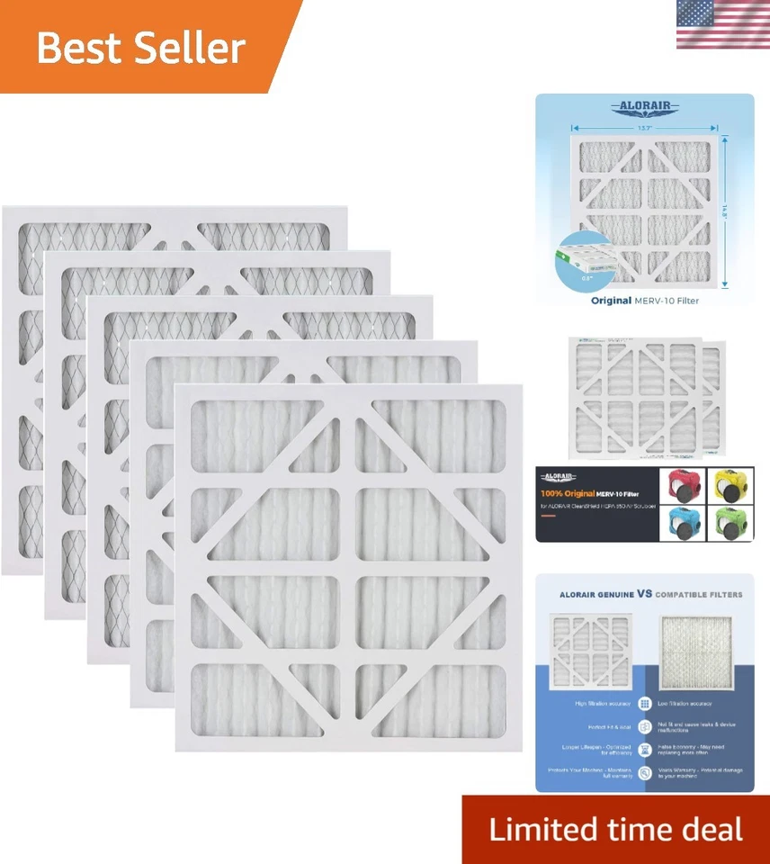AlorAir MERV-10 Filter Replacement Set for CleanShield HEPA 550 Air Scrubber ...