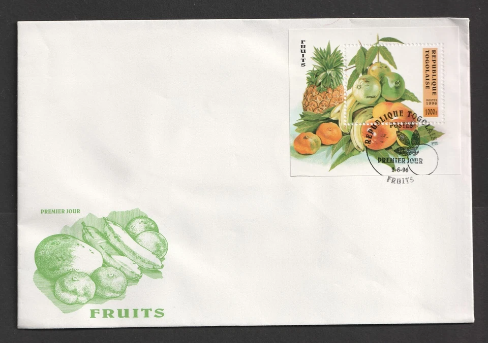 1996 Togo Fruits Minisheet FDC First day Cover - Image 1 of 1