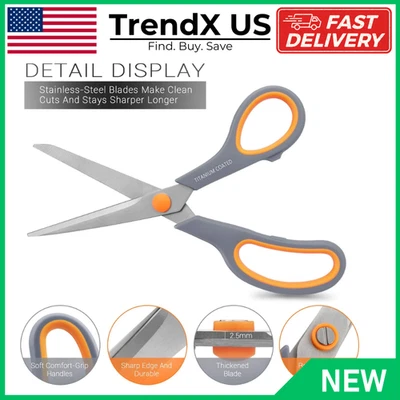 Tesoura revestida de titânio 8" afiada tecido para artesanato multiuso tesouras de costura para escritório - Imagem 1 de 4