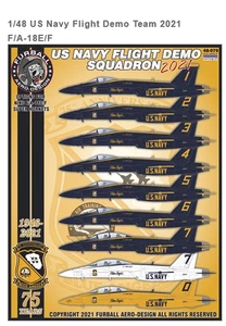 Furball 1/48 decals US Navy Blue Angel F/A-18E/F Super Hornets - 48-079 - Picture 1 of 2