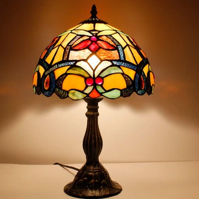 Luminária de mesa estilo ligação laranja vidro flor cabeceira luz de leitura 12x12x18 polegadas - Imagem 1 de 4