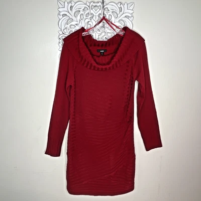 AGB Mujer Talla MEDIANA Pullover Tejido Suéter VESTIDO Capucha Cuello Mangas Largas ROJO Foto 1 de 4