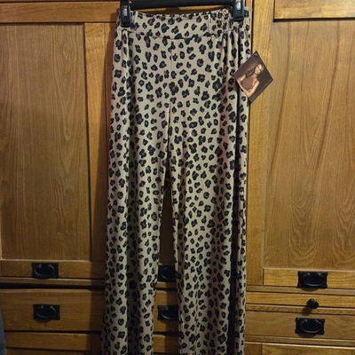 Iman Global Chic Women's Wide Leg Palazzo Leopard Print Pants Size MP New - Image 1 of 4