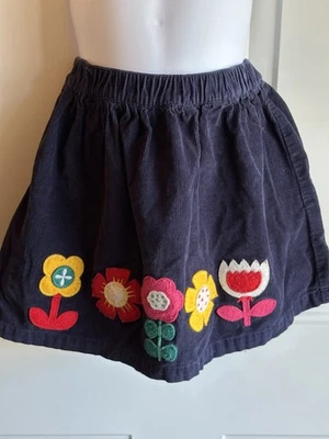 Little Girls size 120 6/7 HANNA ANDERSSON Blue Corduroy Skirt ~ Felt Flower Trim - Image 1 of 4