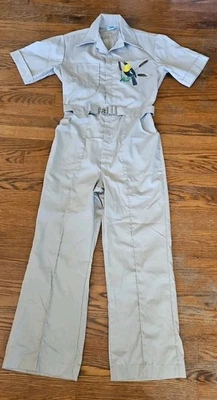 Vtg 70s Sears Work Leisure Beige Jumpsuit Coveralls With Painted Bird 40" Chest  - Image 1 of 4