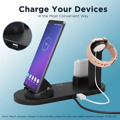 Supporto di Ricarica Multifunzione per iPhone, Android, Watch, 3 in 1 Charger Dock - Immagine 1 di 4