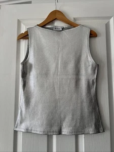 Silver Metallic Top Size L 12-14uk Women's New Without Tags - Picture 1 of 6
