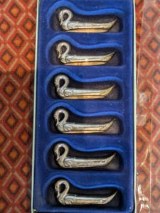 6 versilberte Messerbänkchen Schwan Schwäne Besteckablage - Bild 1 von 2