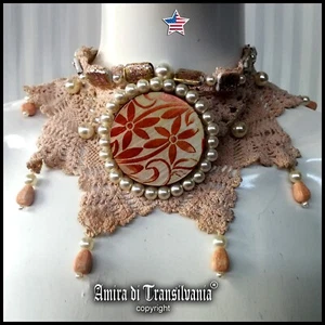 Fashion Jewelry Woman Jewel Necklace Embroidered Collier Choker Collar Medallion - Picture 1 of 24