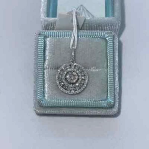 2Ct Round Lab Created Cluster Diamond Wedding Pendant 14K White Gold Plated - Picture 1 of 7