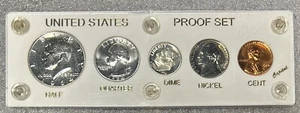 1964 5 Coin Proof Set Accented Hair Kennedy in Plastic Holder BOX-CS5 - Picture 1 of 12