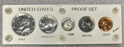 1964 5 Coin Proof Set Accented Hair Kennedy in Plastic Holder          BOX-CS5 - Image 1 of 4
